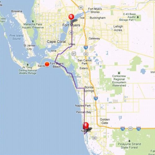 Karte der Route – Von Fort Myers nach Naples