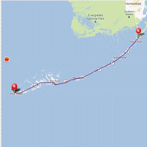 Karte der Route – Von Key Largo nach Key West